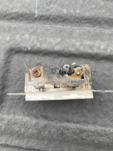 A severely burnt electrical component requiring repair from Southern Electrical Services, LLC in Leesburg, VA.