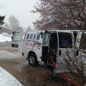 Bush Carpet Cleaning van with equipment ready for a job in West Jordan, UT.