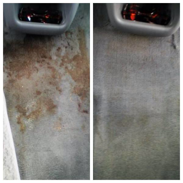 Before and after of a dirty car floor carpet cleaned by Upholstery Cleaning DC, Sofa Cleaners DC in Washington D.C.