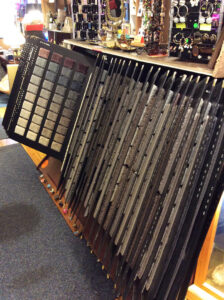 A display of various carpet and flooring samples at Keystone Floor Works in Philadelphia, PA