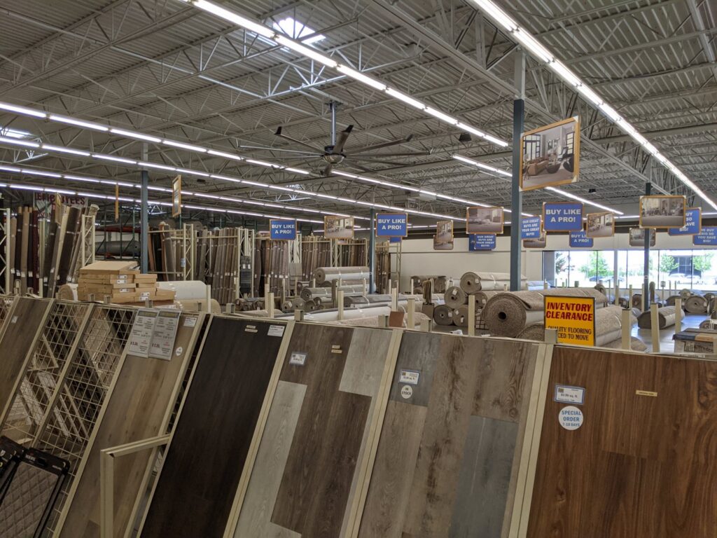 A wide selection of carpet rolls and flooring samples available at The Floor Trader Oklahoma in Oklahoma City, OK.