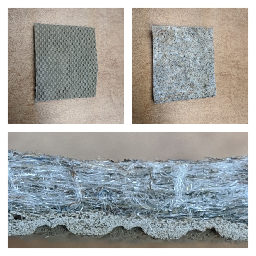 Various carpet and padding material samples displayed by Boise Rug Shop in Boise, ID.