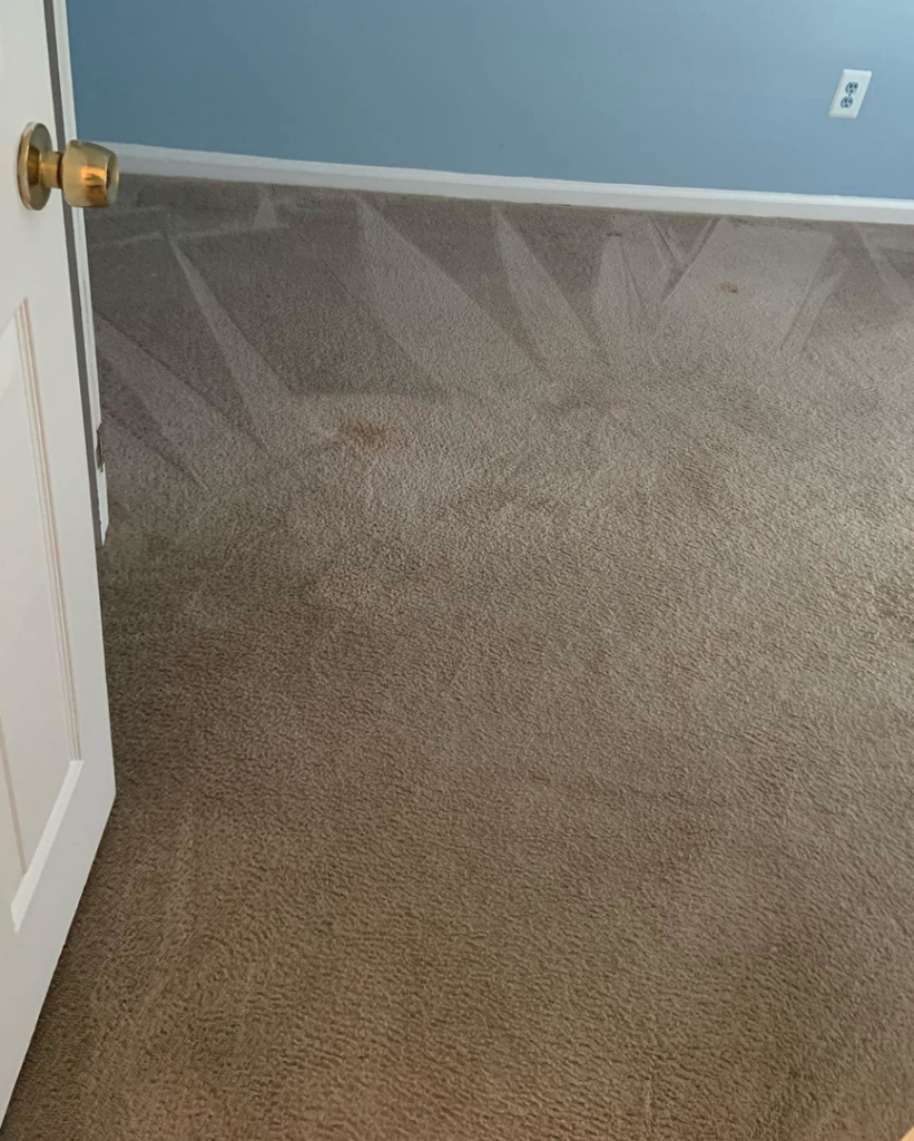 Carpet cleaning results in a bedroom showing fresh lines by Holland's pressure washing and carpet cleaning LLC in Columbus, GA