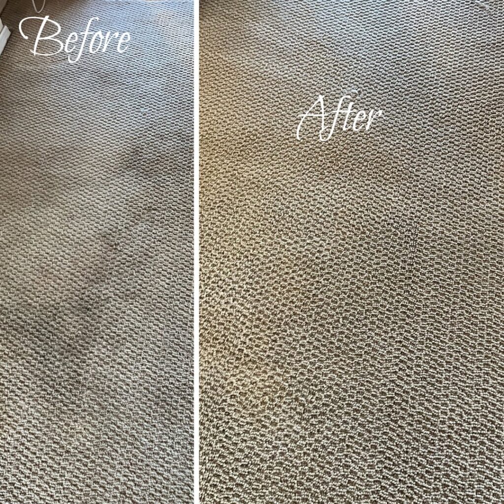 Before and after comparison of a carpet cleaning by Renew Cleaning Services in Scottsdale, AZ.