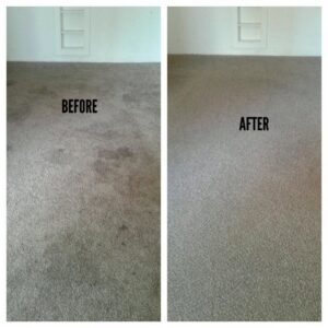 Before and after results of a carpet cleaning service by Mint Carpet Care in Dallas, TX