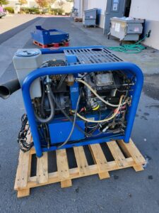 A truck-mount carpet cleaning equipment unit on a pallet for Eco Clean Carpet and Tile Care in Rocklin, CA