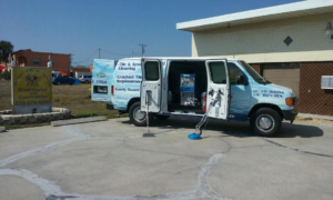 Carpet cleaning equipment and service van for Gemini Tile & Marble in Cape Coral, FL