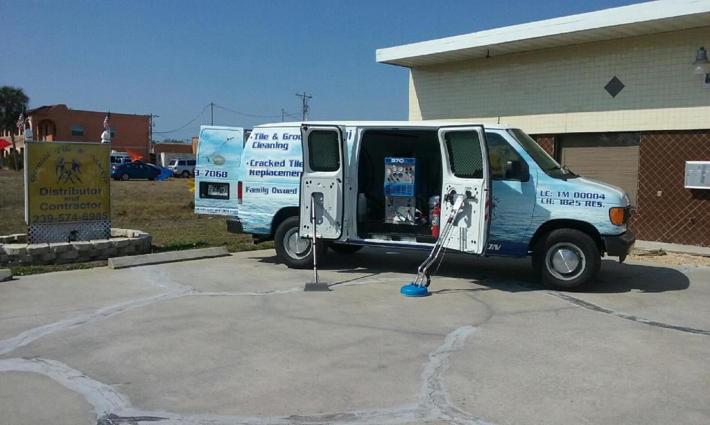 Carpet cleaning equipment and service van for Gemini Tile & Marble in Cape Coral, FL