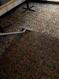 A carpet cleaning wand actively cleaning a patterned carpet by California Xtreme Steam in Sacramento, CA