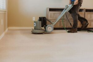 A professional carpet cleaning in progress by Chem-Dry of Seattle in Seattle, WA