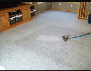A carpet cleaning wand in action, cleaning a residential carpet by Special Solution Cleaning in Tampa, FL