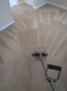 A carpet cleaning wand in action, creating clean lines on a carpet by Superior Carpet Cleaning And Flooring in Dallas, TX