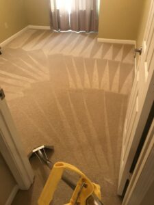 A professional carpet cleaning job in progress using a wand tool by DCSfloorcleaning in Charlotte, NC