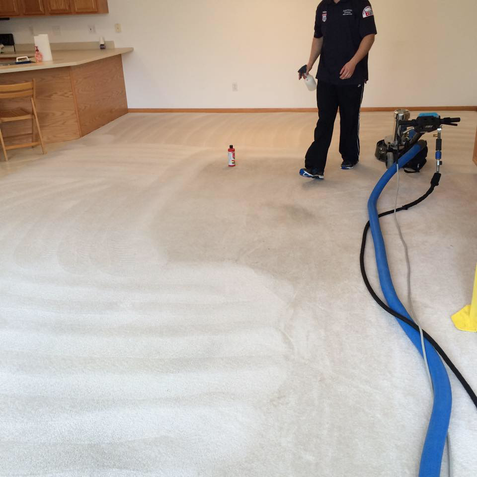 A professional carpet cleaning job in progress by American Dream Carpet Cleaning in Cedar Rapids, IA.