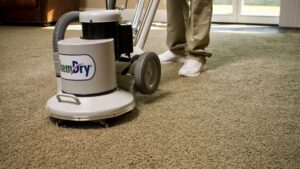 A Chem-Dry carpet cleaning machine being operated on a residential carpet by Chem-Dry of Wichita, KS.