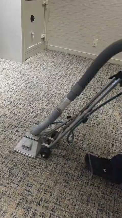 A professional carpet cleaning machine in action on a patterned carpet by Cosmo Carpet Cleaning in Princeton, NJ.