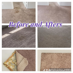 Before and after carpet cleaning, repair, and installation work by All Star Carpet Restoration and Cleaning in Midlothian, TX