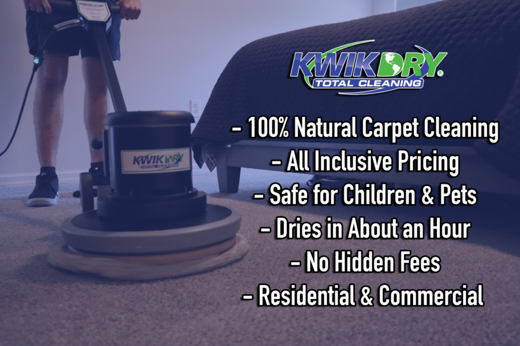 A professional performing carpet cleaning with a machine for Jacksonville Kwik Dry Total Cleaning in Jacksonville, FL.