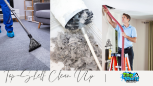 A professional performing carpet cleaning service for Top-Shelf Clean Up in Naperville, IL.