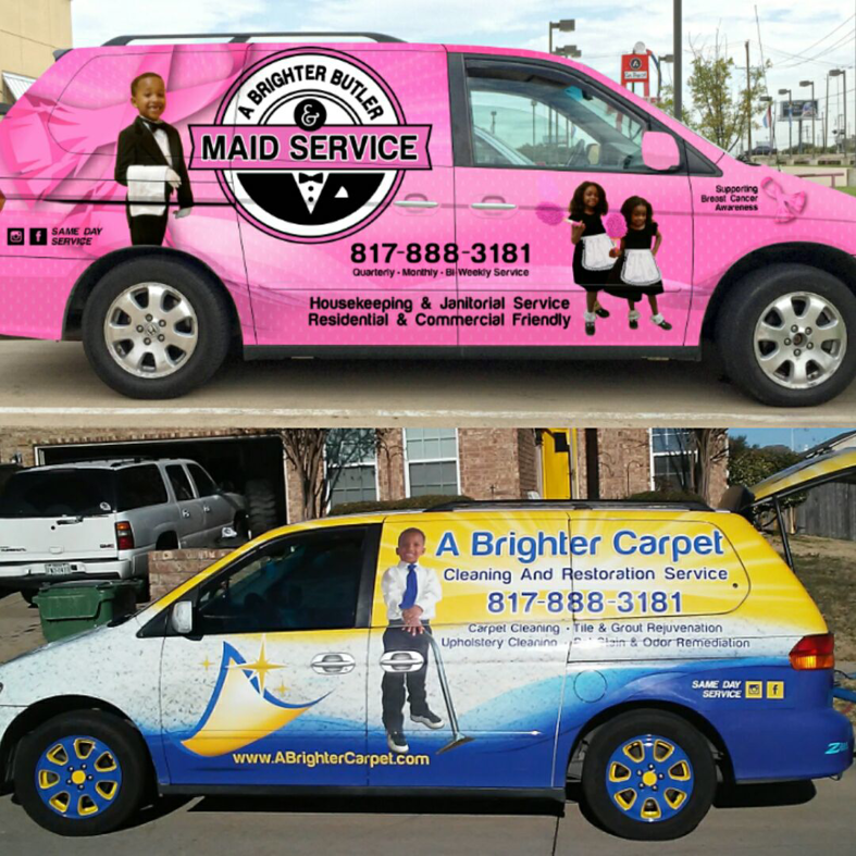 A Brighter Carpet Cleaning and Restoration Service van in Arlington, TX, showcasing professional carpet services.
