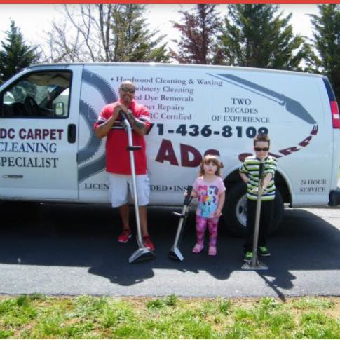 ADC Carpet Cleaning Specialists team with carpet cleaning equipment in Martinsburg, WV, ready for a job.