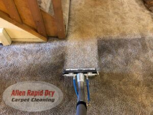 A carpet cleaning tool in action on a residential carpet by Allen Rapid Dry Carpet Cleaning in Anchorage, AK.