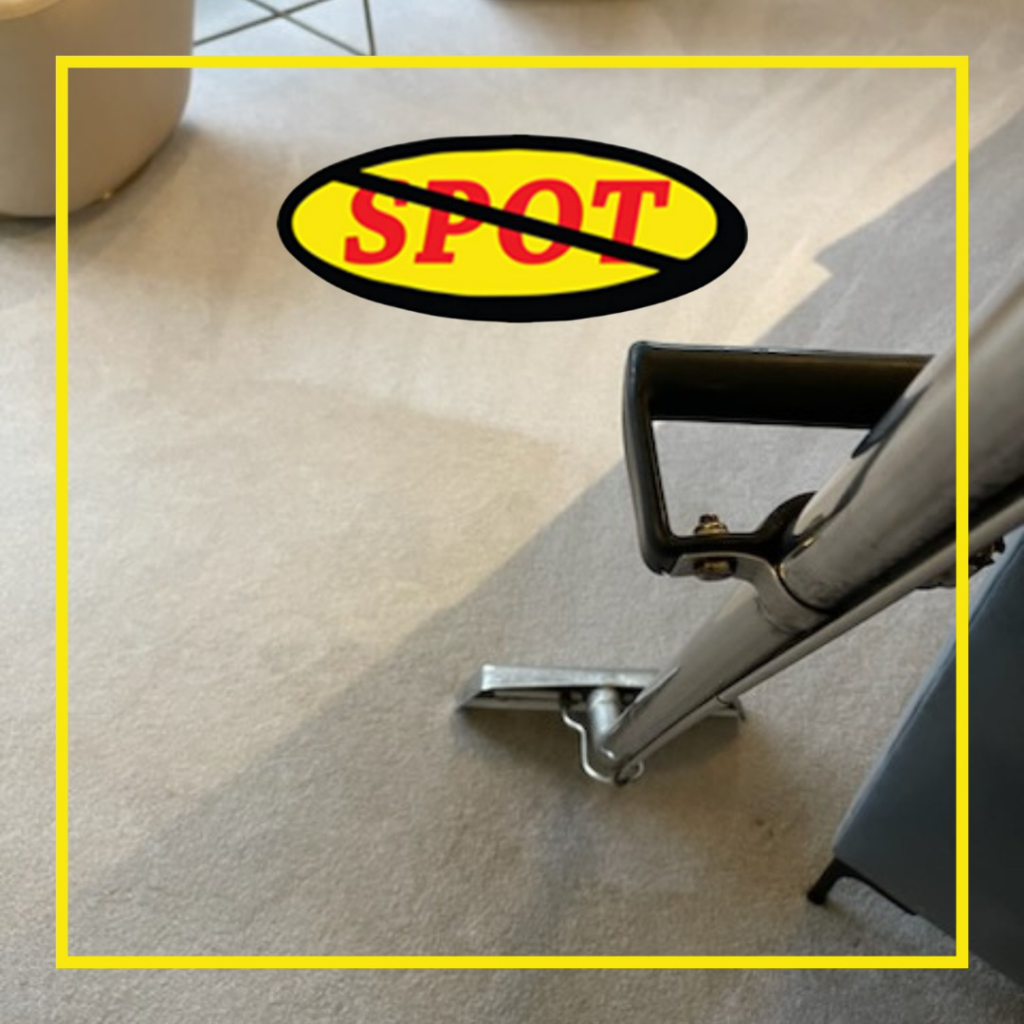 A carpet cleaning tool actively cleaning a light-colored carpet by Spot Free Cleaning Services in Brownsburg, IN.