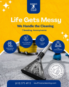 A carpet cleaning wand with foam and dirt on a carpet by Kauffman's Cleaning & Interior Sources in Reading, PA.