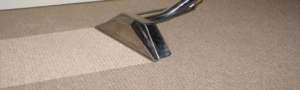 A carpet cleaning wand actively cleaning a carpet, showing a clean strip, by Dr. Scrub Carpet Cleaning in Houston, TX