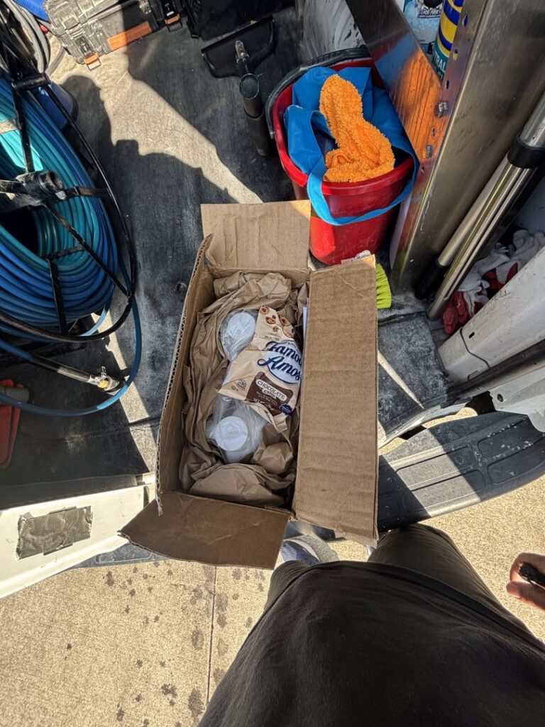 Carpet contractor supplies and equipment in the back of a work van for Encapstore.com in Las Vegas, NV
