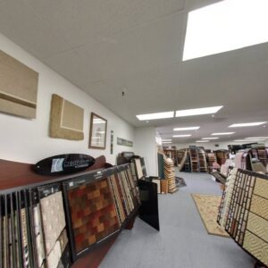 Various carpet samples and displays in the Custom Crafted Floors showroom in Phoenix, AZ.