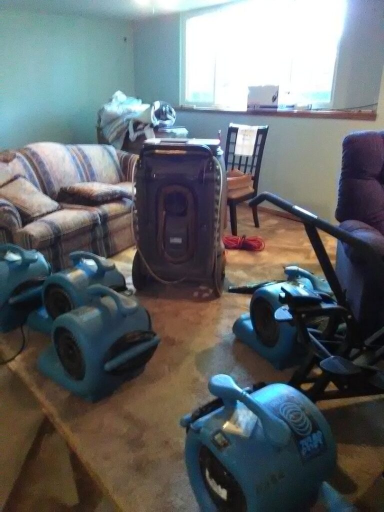 Carpet drying equipment used for water damage restoration by Givens Restoration in Wichita, KS