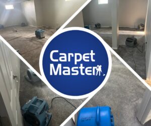 Multiple drying fans placed on freshly cleaned or water-damaged carpets by Carpet Master in Aberdeen, SD.