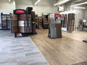 A wide selection of carpet and flooring samples in the showroom at Junge's Flooring in Rochester, MN