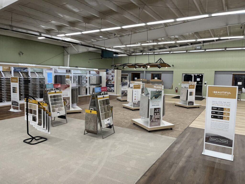 Interior view of the carpet and flooring showroom at Wall To Wall Carpet One Floor & Home in Eau Claire, WI