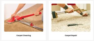 Hands using carpet installation and repair tools, demonstrating professional services by Xtreme Carpet Cleaning Inc. in Sandpoint, ID.