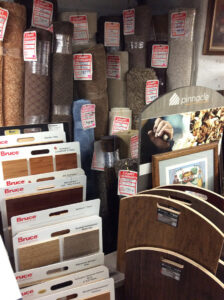 A wide selection of carpet remnants and various flooring samples at Keystone Floor Works in Philadelphia, PA