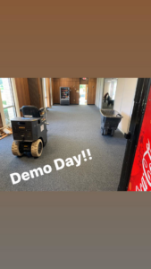 A carpet removal machine and cart on "Demo Day" for carpet replacement by Capital Flooring Specialists Inc. in Tallahassee, FL