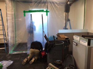SERVPRO of Tallahassee performing carpet restoration work within a containment area in Tallahassee, FL