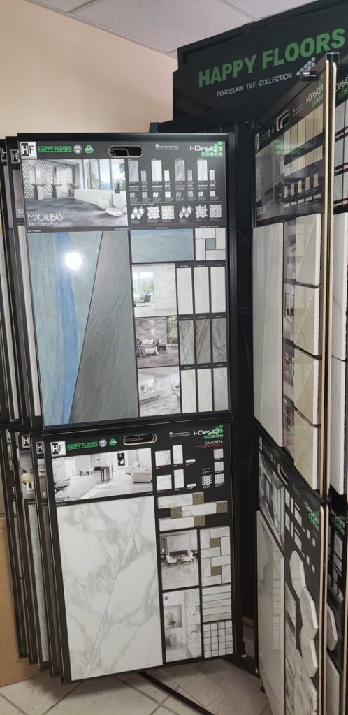 A display of various carpet samples in the showroom of Rugratz Flooring in Morgantown, WV.