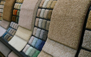 A wide selection of carpet samples displayed at Duke Brothers Oriental Rug Cleaning in Norfolk, VA.