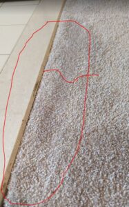 A professionally installed carpet seam in a hallway by Family Carpet LLC in Wilmington, DE