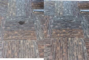 Before and after comparison of carpet stain removal by Accent Carpet & Upholstery Cleaners in Pittsburgh, PA.