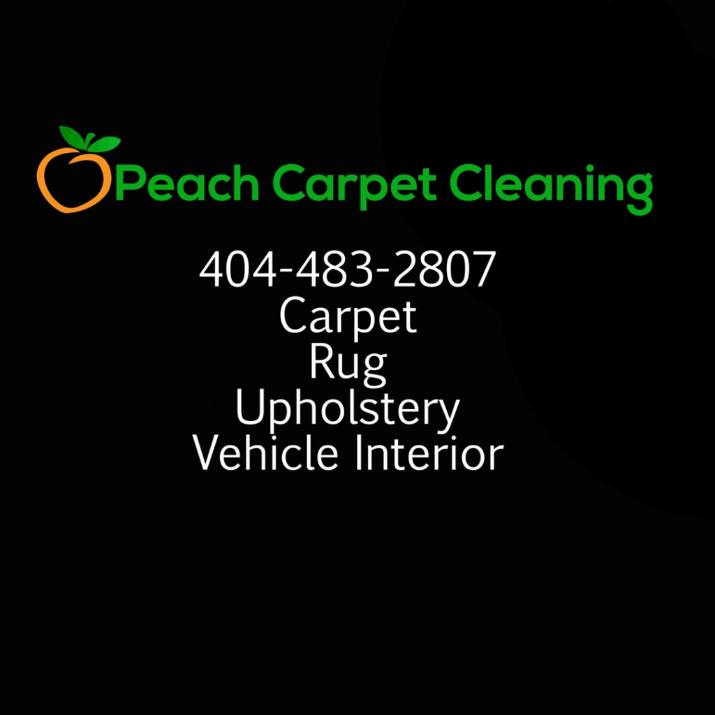 Before and after photo showing successful carpet stain removal by Peach Carpet Cleaning in Roswell, GA.