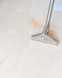 A Zerorez cleaning tool removing a tough stain from a carpet during a professional job in Naperville, IL, by Zerorez ChicagoLand.