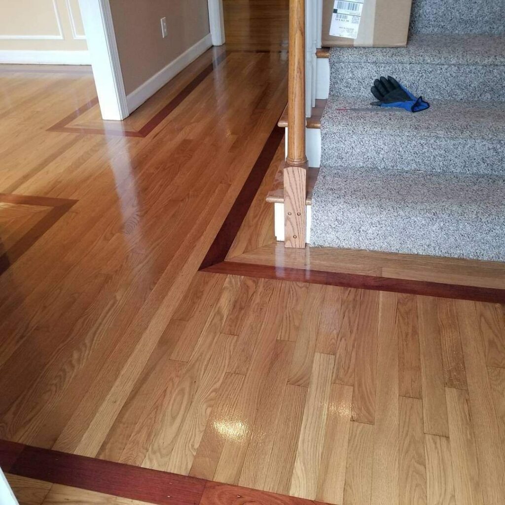Carpet installation on a staircase by Bright Oak Flooring LLC in Raleigh, NC.
