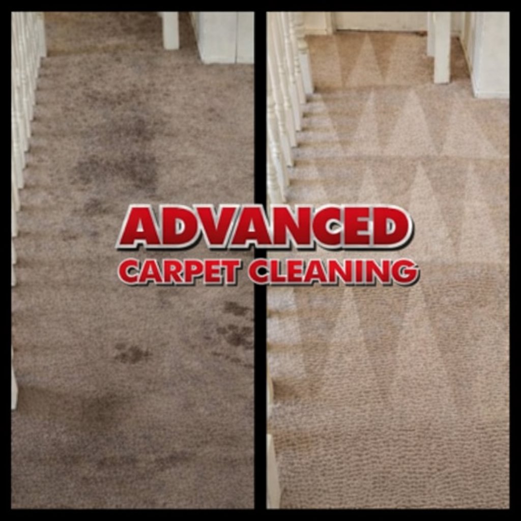 Before and after view of a professionally cleaned carpeted staircase by Advanced Carpet Cleaning in College Station, TX