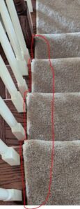 Close-up view of a carpet staircase installation by Family Carpet LLC in Wilmington, DE