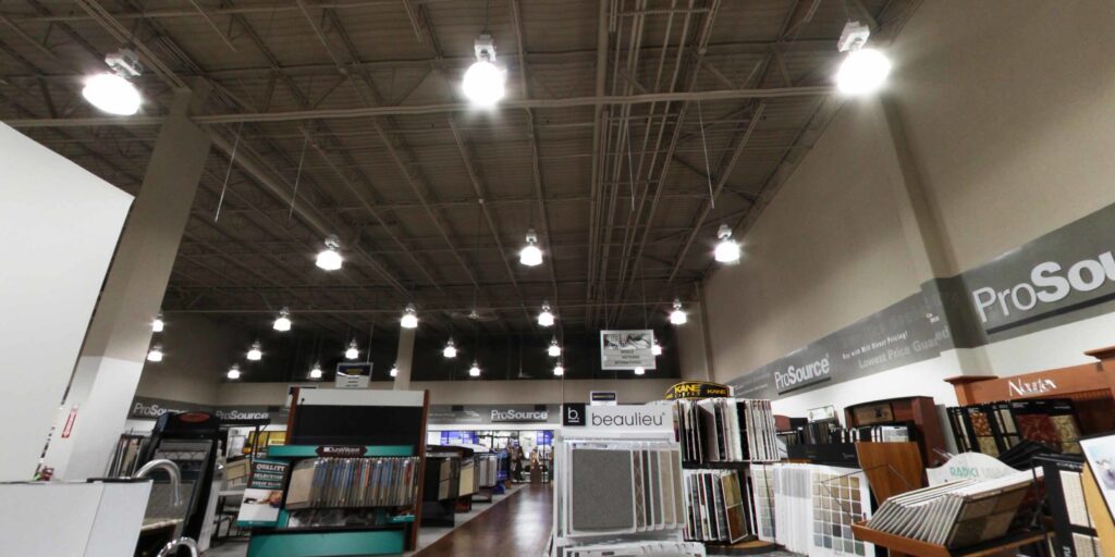 Carpet and tile samples displayed in the ProSource Memphis showroom in Bartlett, TN.