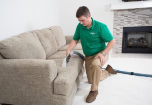A Chem-Dry of Winston-Salem technician performing carpet and upholstery cleaning services in Winston-Salem, NC.